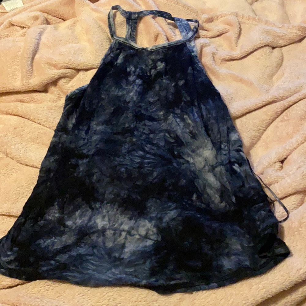 Dark blue tie dye racer back tank